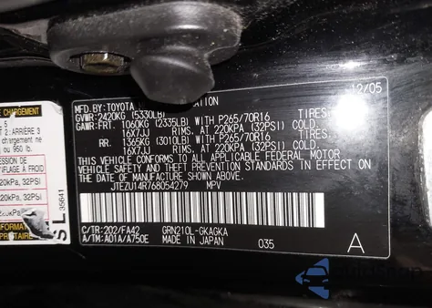 2006 Toyota 4Runner Sr5 V6 from USA, damaged, VIN JTEZU14R768054279